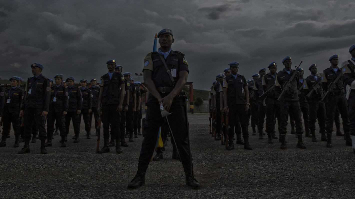 Peacekeepers standing in formation