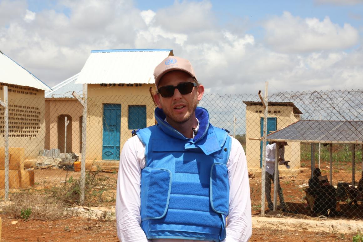 Photo of Peter Nordstrom, manager of Somali Joint Fund speaks during an interview at Saameynta Pilot Irrigation Project Barwaqo settlement in Baidoa, Southwest State of Somalia, on 28th October 2024.